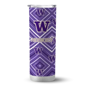 Custom Washington Huskies Zipper Leopard Purple Skinny Tumbler