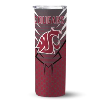 Custom Washington State Cougars Chevron Stripes Crimson Skinny Tumbler