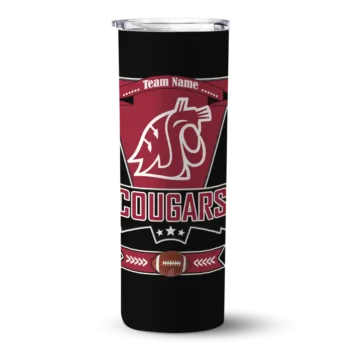 Custom Washington State Cougars Helmet Belt Crimson Black Skinny Tumbler