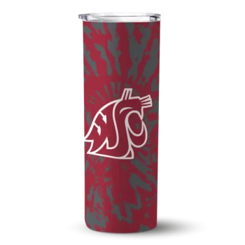 Custom Washington State Cougars Metallic Grid Crimson Skinny Tumbler