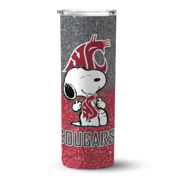 Custom Washington State Cougars Snoopy Attitude Crimson Skinny Tumbler