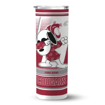 Custom Washington State Cougars Snoopy Dog Crimson White Skinny Tumbler
