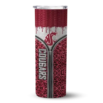 Custom Washington State Cougars Sparkle Drip Crimson Skinny Tumbler