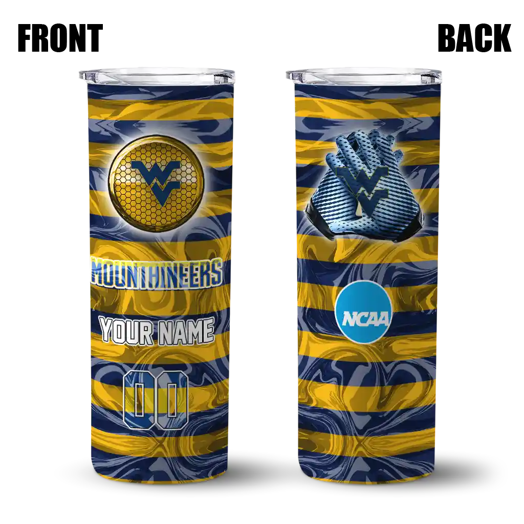 custom-west-virginia-mountaineers-patterned-waves-blue-skinny-tumbler-fashion-forward.webp