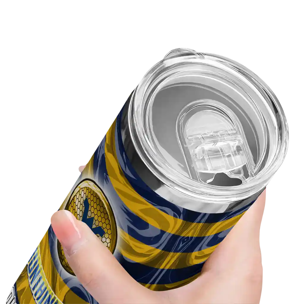 custom-west-virginia-mountaineers-patterned-waves-blue-skinny-tumbler-high-quality.webp