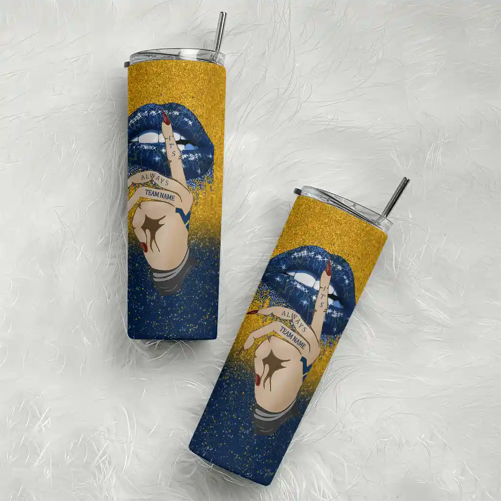 custom-west-virginia-mountaineers-sparkle-lips-blue-skinny-tumbler-top-rated.webp