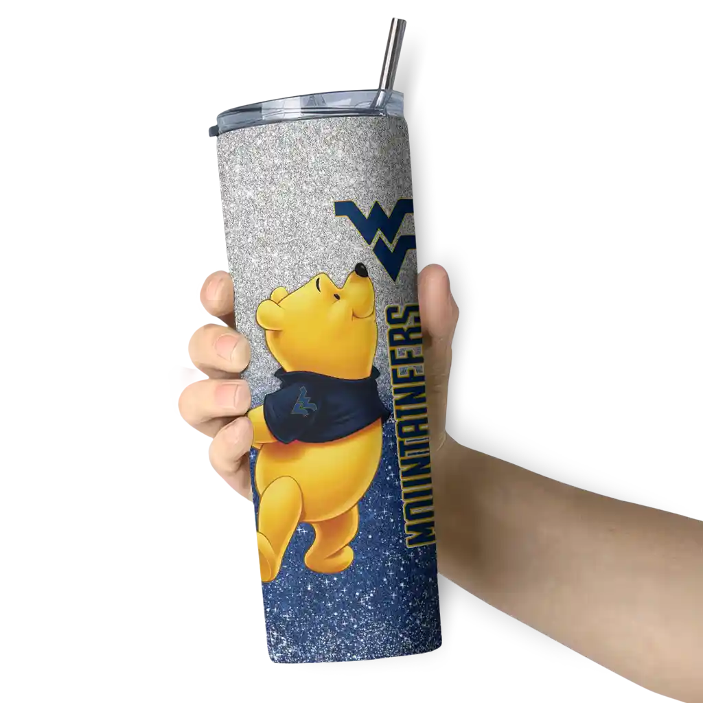 custom-west-virginia-mountaineers-winnie-the-pooh-blue-gray-skinny-tumbler-premium-grade.webp