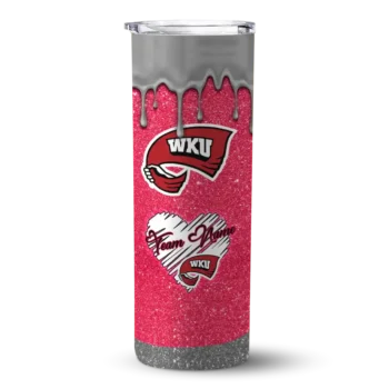 Custom Western Kentucky Hilltoppers Pixel Fade Red Skinny Tumbler
