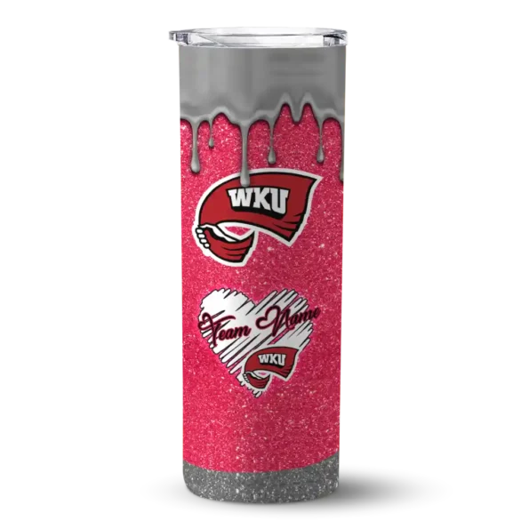 custom western kentucky hilltoppers pixel fade red skinny tumbler best selling