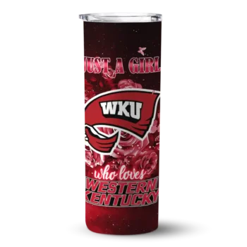 Custom Western Kentucky Hilltoppers Rose Romance Red Black Skinny Tumbler