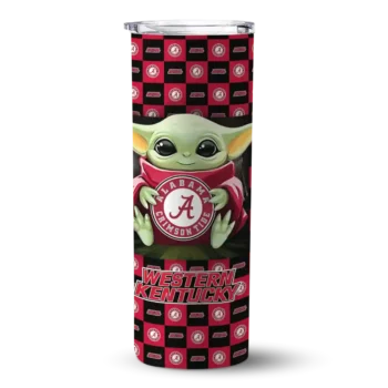 Custom Western Kentucky Hilltoppers Yoda Cozy Red Black Skinny Tumbler