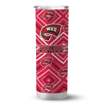 Custom Western Kentucky Hilltoppers Zipper Leopard Red Skinny Tumbler