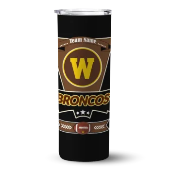Custom Western Michigan Broncos Helmet Belt Brown Black Skinny Tumbler