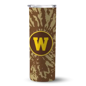Custom Western Michigan Broncos Metallic Grid Brown Skinny Tumbler