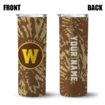custom-western-michigan-broncos-metallic-grid-brown-skinny-tumbler-best-selling.webp