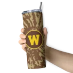 custom-western-michigan-broncos-metallic-grid-brown-skinny-tumbler-best-selling.webp