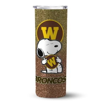 Custom Western Michigan Broncos Snoopy Attitude Brown Skinny Tumbler