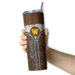 custom-western-michigan-broncos-sparkle-drip-brown-skinny-tumbler-best-selling-1.webp