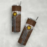 custom-western-michigan-broncos-sparkle-drip-brown-skinny-tumbler-best-selling-1.webp