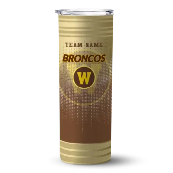 Custom Western Michigan Broncos Swirl Texture Brown Skinny Tumbler