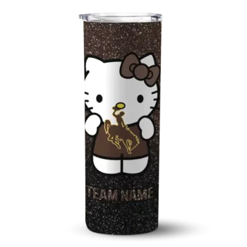 Custom Wyoming Cowboys Hello Kitty Brown Black Skinny Tumbler