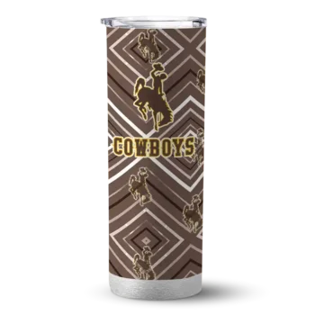 Custom Wyoming Cowboys Zipper Leopard Brown Skinny Tumbler