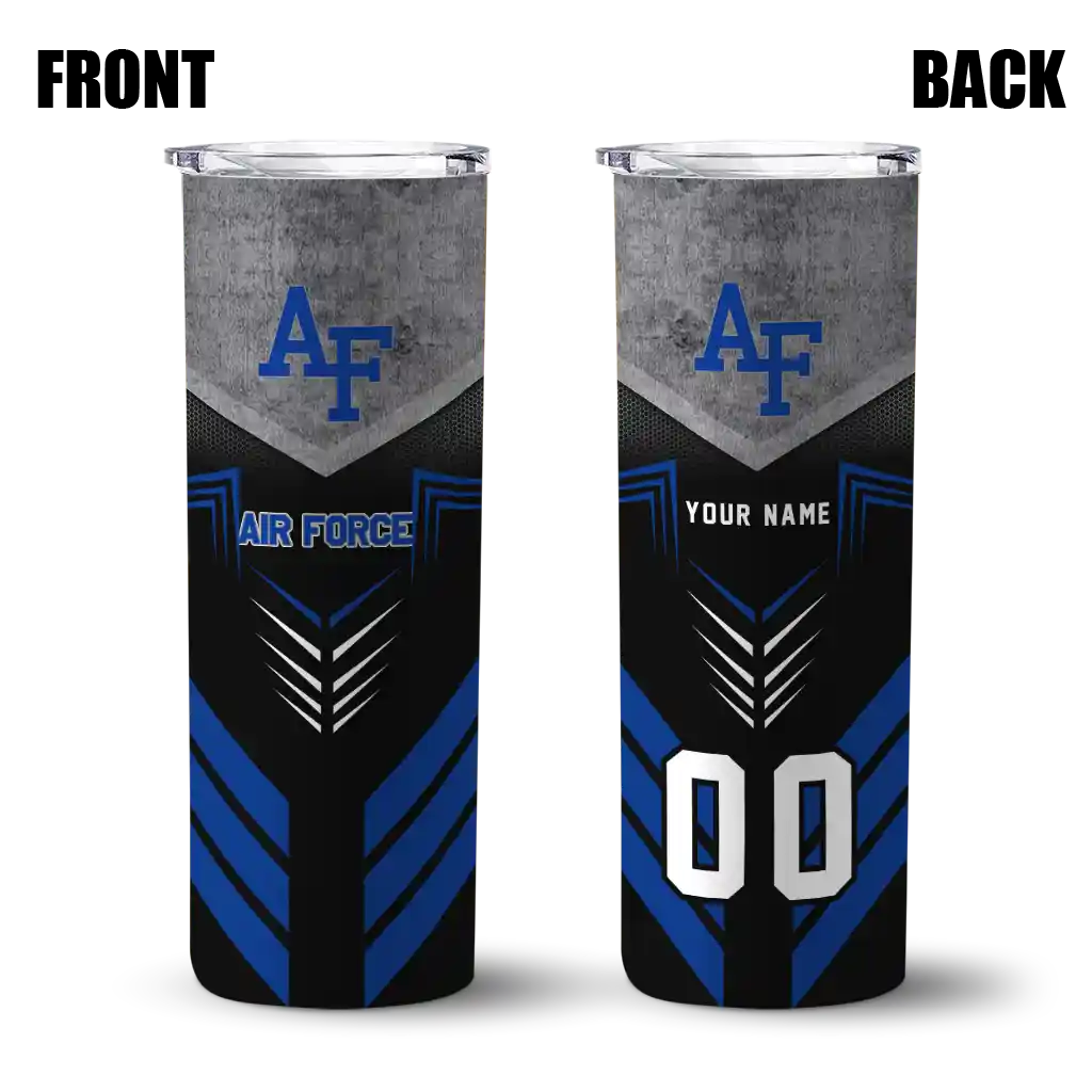customized-air-force-falcons-hexagon-honeycomb-blue-black-skinny-tumbler-fashion-forward.webp