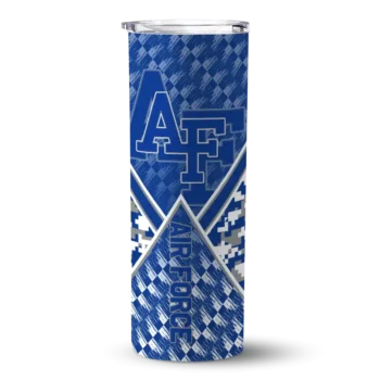 Customized Air Force Falcons Monogram Burst Blue White Skinny Tumbler