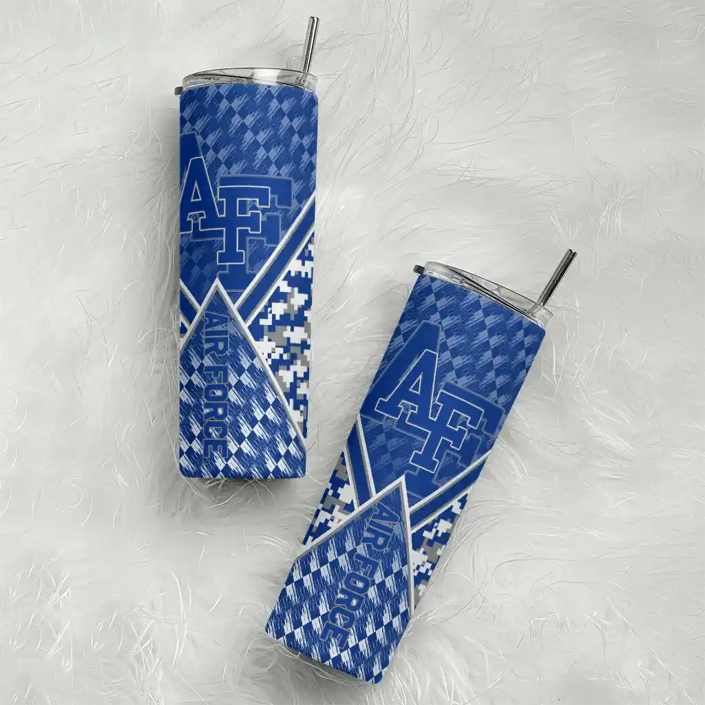 customized-air-force-falcons-monogram-burst-blue-white-skinny-tumbler-top-rated.webp