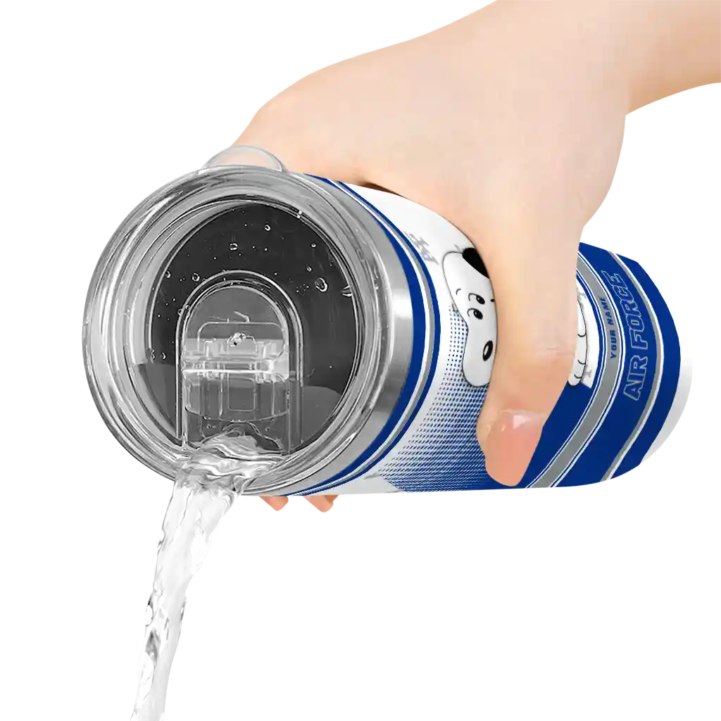 customized-air-force-falcons-snoopy-dog-blue-white-skinny-tumbler-latest-model.webp