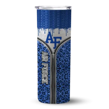 Customized Air Force Falcons Sparkle Drip Blue Skinny Tumbler
