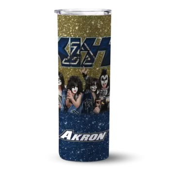 Customized Akron Zips Kiss Band Gold Skinny Tumbler