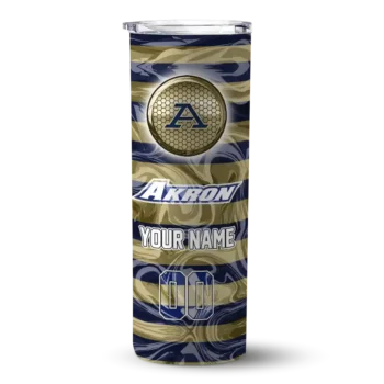 Customized Akron Zips Patterned Waves Blue Skinny Tumbler