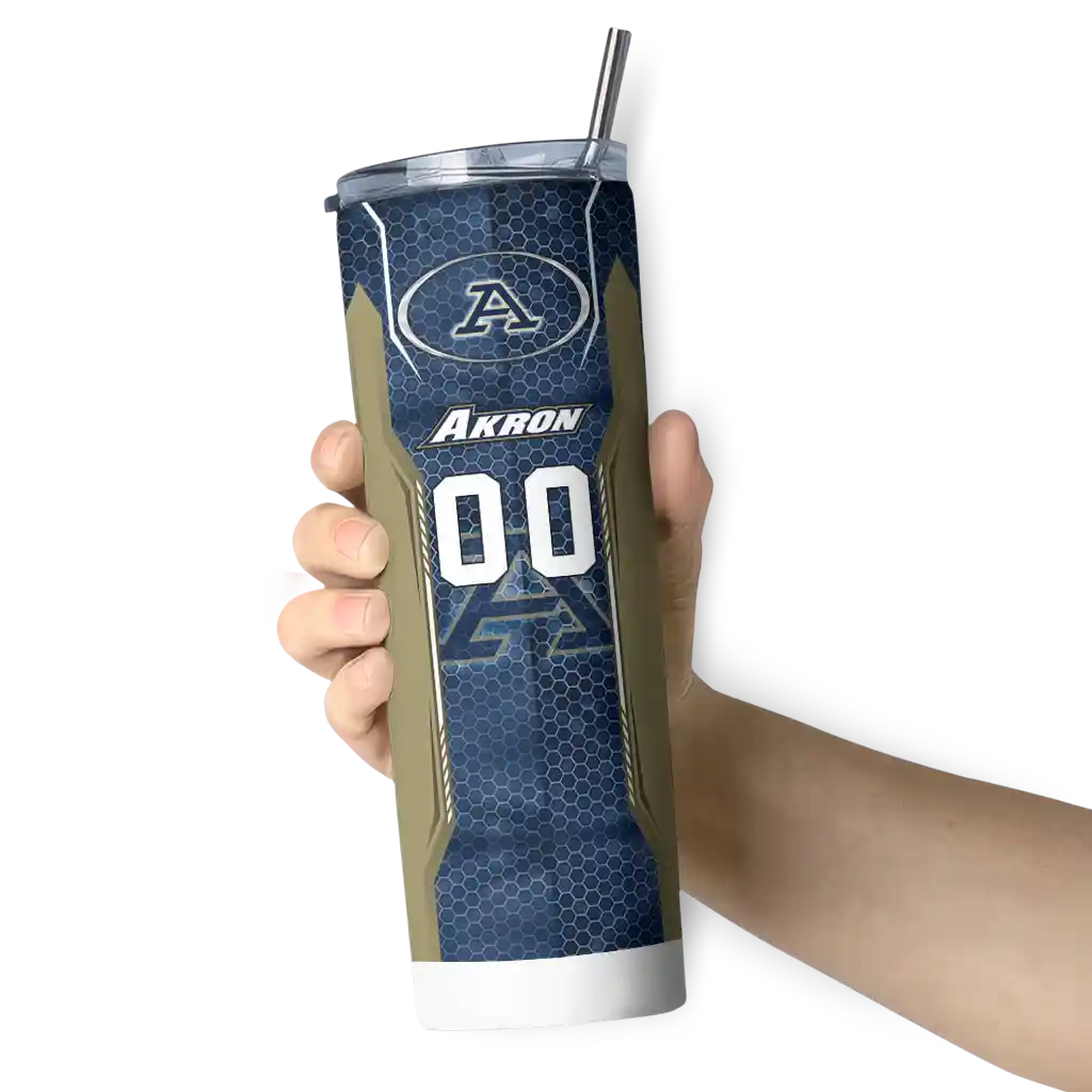 customized-akron-zips-stacked-diamond-blue-skinny-tumbler-premium-grade-1.webp