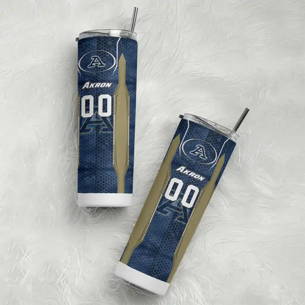 customized-akron-zips-stacked-diamond-blue-skinny-tumbler-top-rated.webp