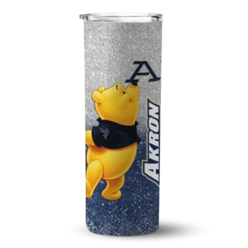 Customized Akron Zips Winnie the Pooh Blue Gray Skinny Tumbler