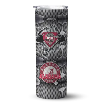 Customized Alabama Crimson Tide Chevron V Crimson Gray Skinny Tumbler