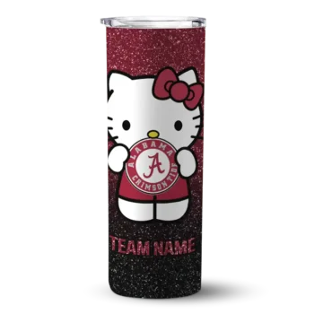 Customized Alabama Crimson Tide Hello Kitty Crimson Black Skinny Tumbler