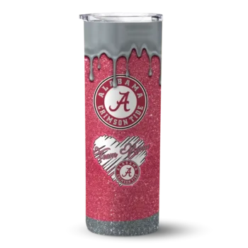 Customized Alabama Crimson Tide Pixel Fade Crimson Skinny Tumbler