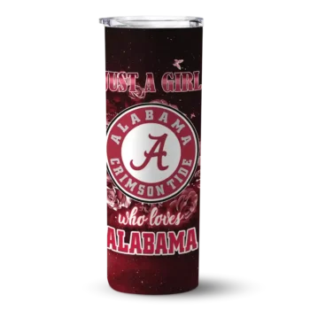 Customized Alabama Crimson Tide Rose Romance Crimson Black Skinny Tumbler