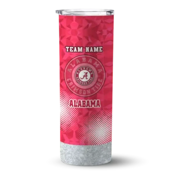 Customized Alabama Crimson Tide Starburst Tiles Crimson Skinny Tumbler