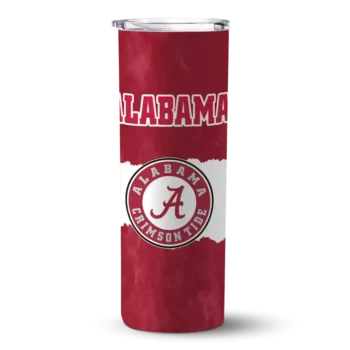 Customized Alabama Crimson Tide Torn Band Crimson White Skinny Tumbler