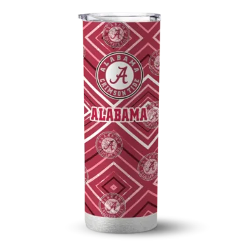 Customized Alabama Crimson Tide Zipper Leopard Crimson Skinny Tumbler