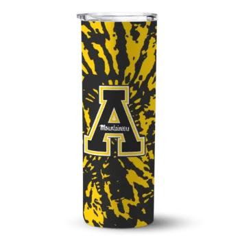Customized Appalachian State Mountaineers Metallic Grid Black Skinny Tumbler
