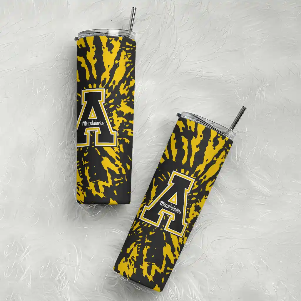customized-appalachian-state-mountaineers-metallic-grid-black-skinny-tumbler-top-rated.webp