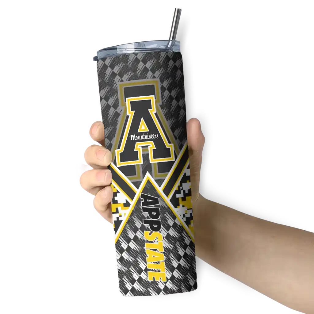 customized-appalachian-state-mountaineers-monogram-burst-black-white-skinny-tumbler-premium-grade.webp