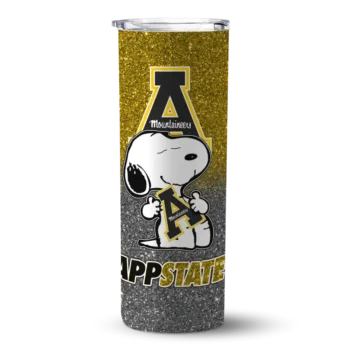 Customized Appalachian State Mountaineers Snoopy Attitude Black Skinny Tumbler