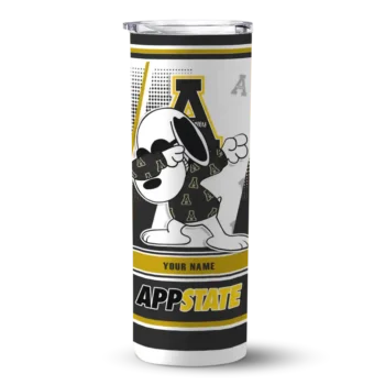 Customized Appalachian State Mountaineers Snoopy Dog Black White Skinny Tumbler
