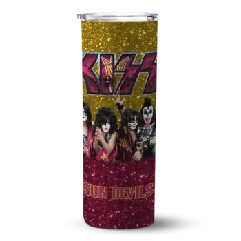 Customized Arizona State Sun Devils Kiss Band Gold Skinny Tumbler