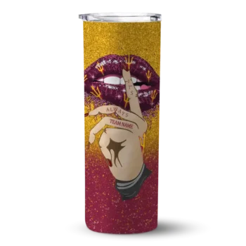 Customized Arizona State Sun Devils Sparkle Lips Maroon Skinny Tumbler